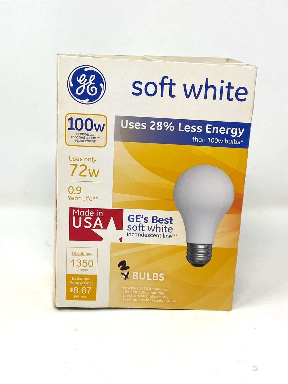 2 - GE vintage 100W Replacement incandescent Light Bulbs (Soft White)